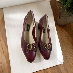 Bally Burgundy Leather Low Heel Pumps Sze 7.5
